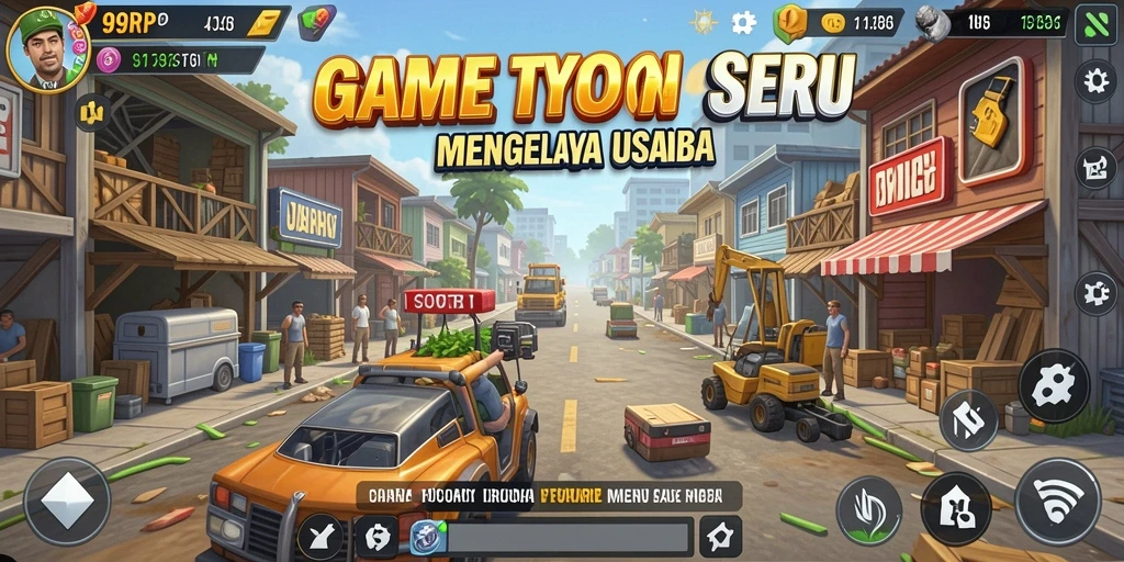Screenshot dari gameplay tycoon yang penuh strategi dan manajemen.