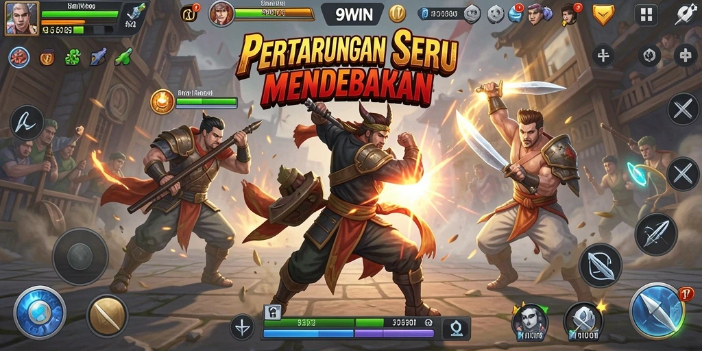 Tampilan gameplay 9WIN yang intens dan seru dalam pertarungan.