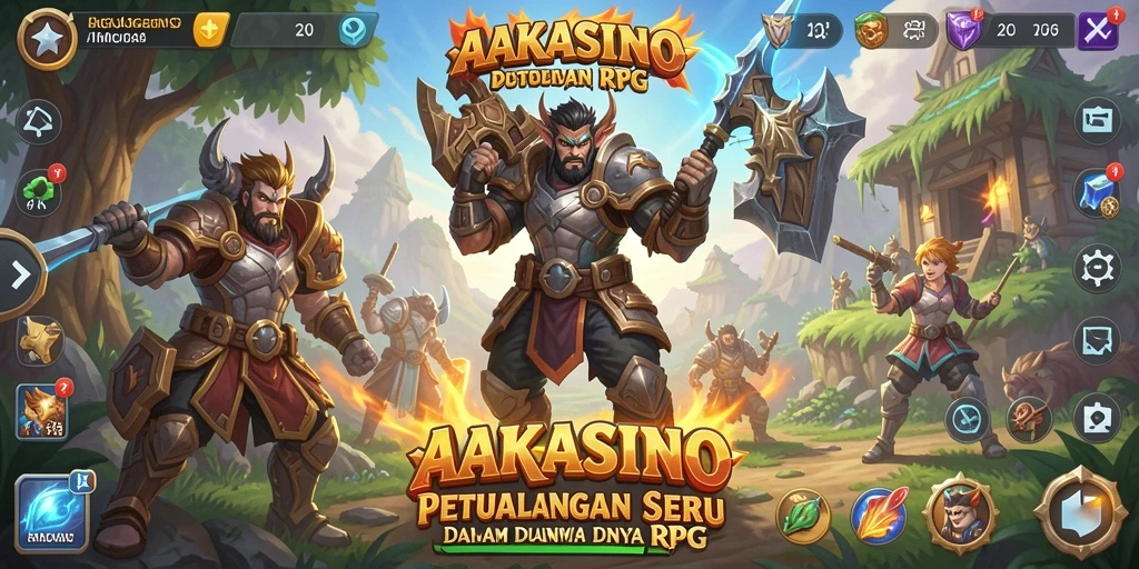 Tampilan screenshot utama AAKASINO menampilkan pertarungan mendebarkan antar karakter RPG.