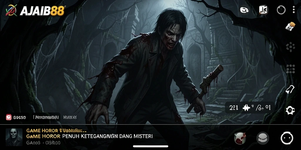 Tangkapan layar AJAIB88 menampilkan suasana mencekam dan hantu menakutkan.
