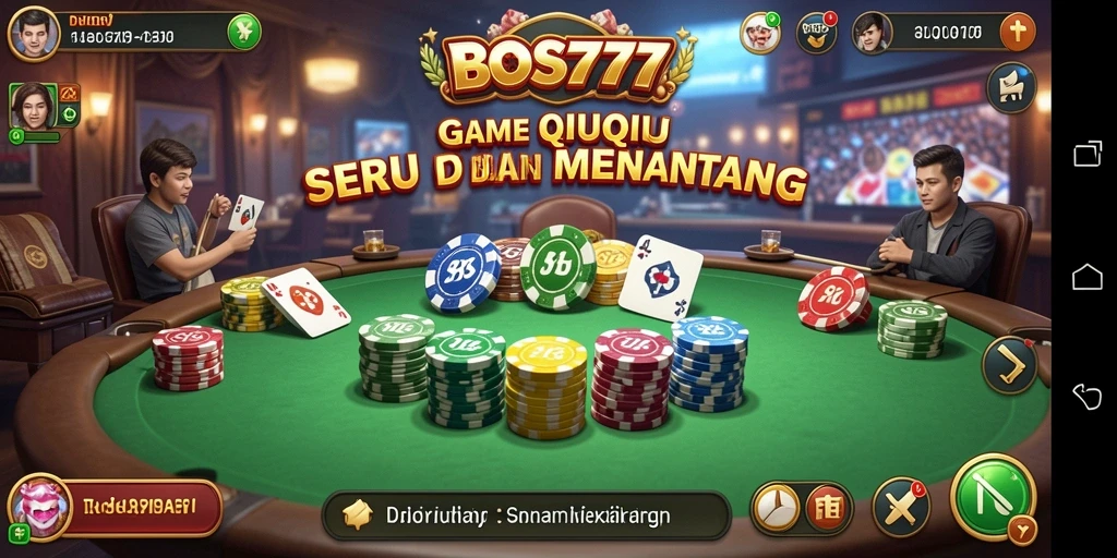 Screenshot menunjukkan gameplay seru QiuQiu di BOS777.