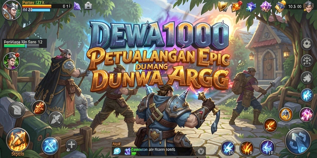 Screenshot gameplay DEWA1000 dengan pertempuran yang mendebarkan di dunia ARPG.
