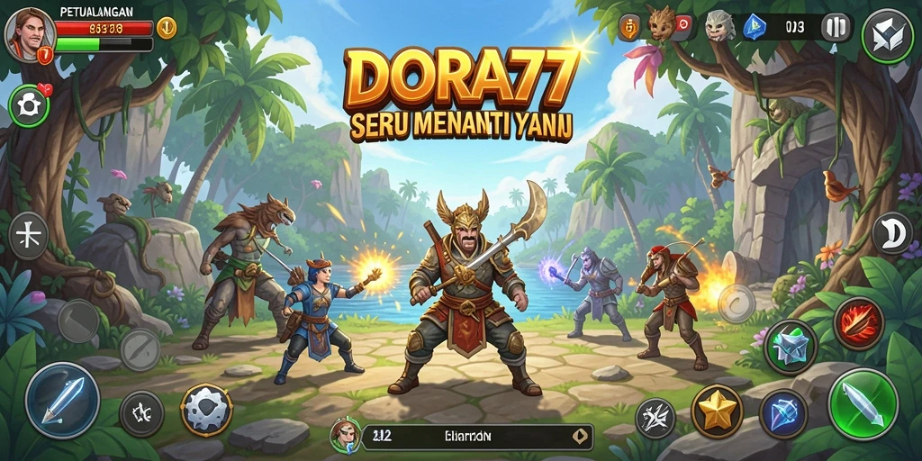 Menampilkan aksi petualangan seru dalam DORA77.