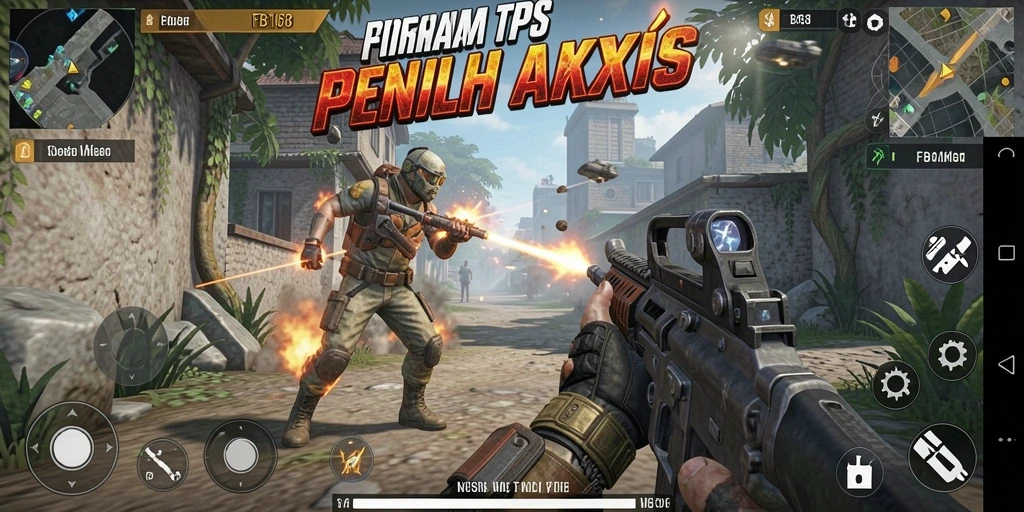 Tangkapan layar menunjukkan aksi intens di gameplay TPS.