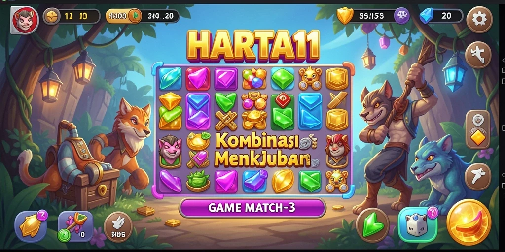 Tampilan permainan <strong>HARTA11</strong> yang memukau dalam gameplay Match-3.