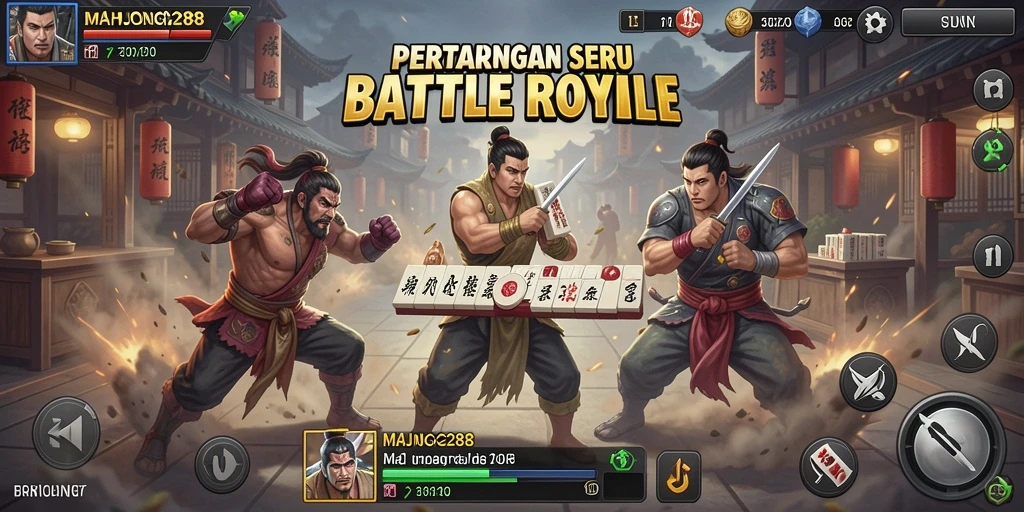 Aksi seru dalam pertempuran Battle Royale di MAHJONG288.