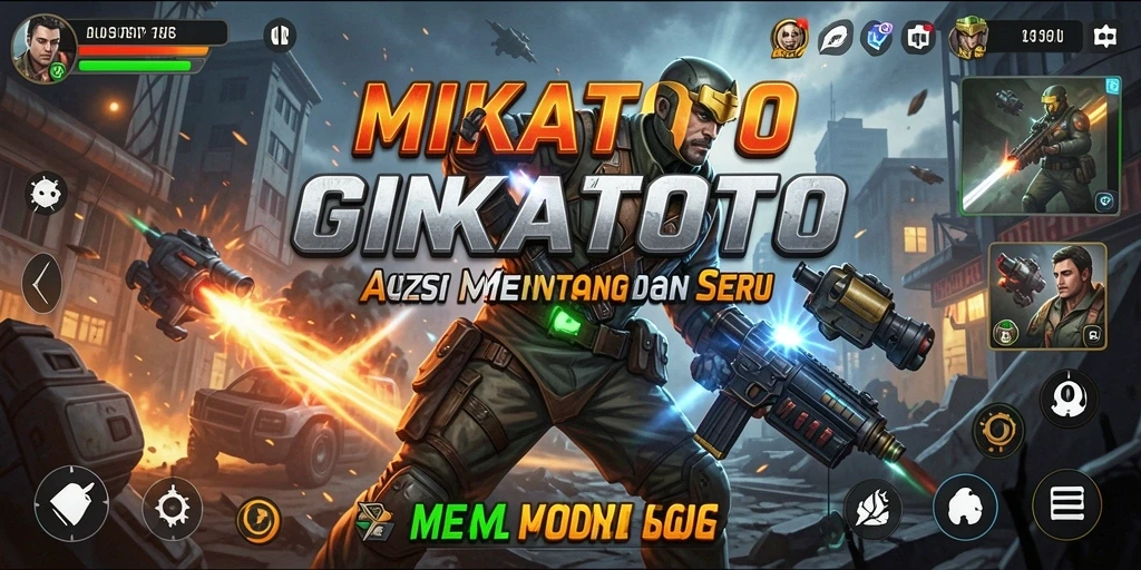Screenshot utama MIKATOTO menampilkan aksi laga seru dan grafis mendetail.