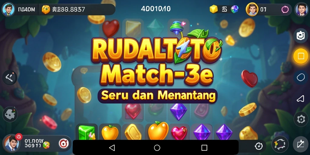 Tangkapan layar RUDALTOTO menunjukkan gameplay seru di level Match-3.