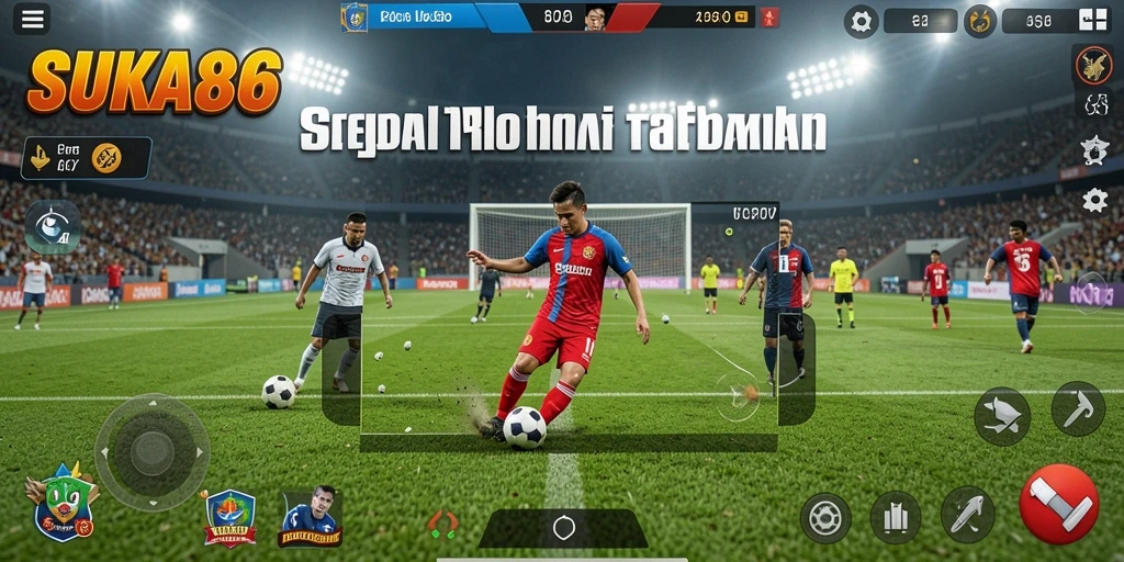 Screenshot utama SUKA86 yang menampilkan gameplay sepak bola yang seru.