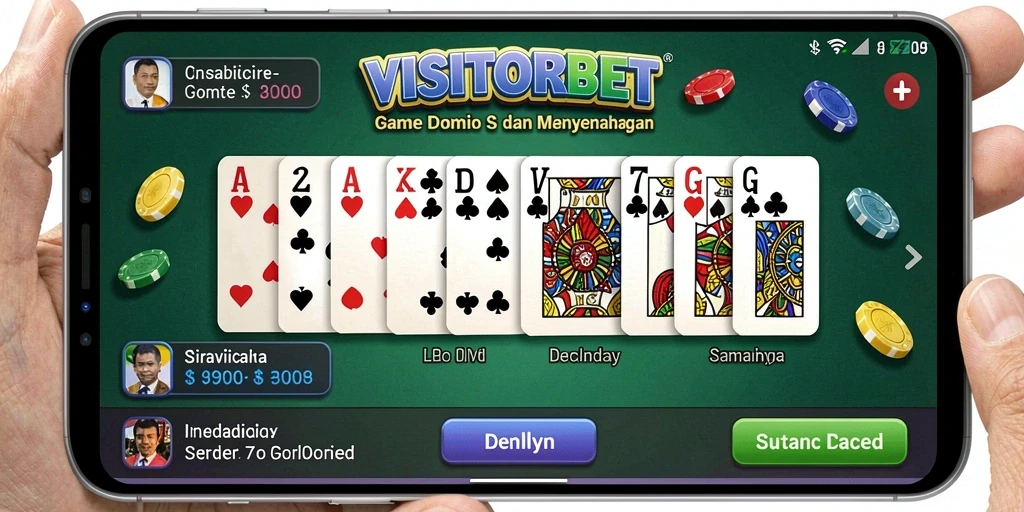 Tampilan gameplay seru dari VISITORBET yang menampilkan aksi Domino.