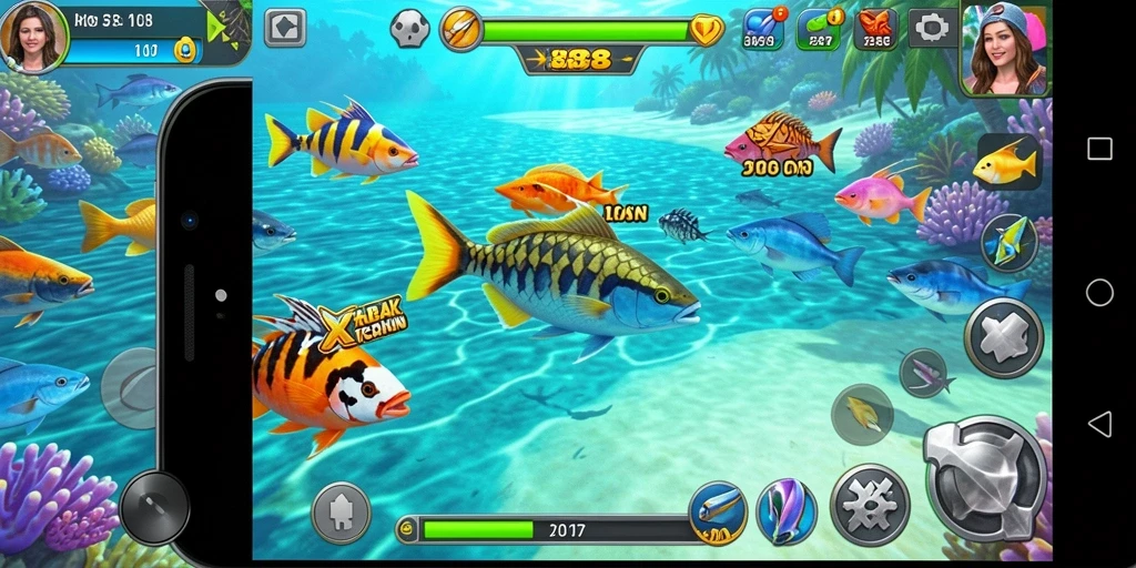 Tampilan seru gameplay X88 dalam menembak ikan.
